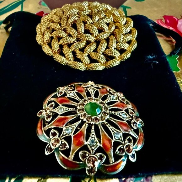 Monet Signed Vintage Fantastic Flower BROOCH PIN, Rhinestone - Picture 4 of 5